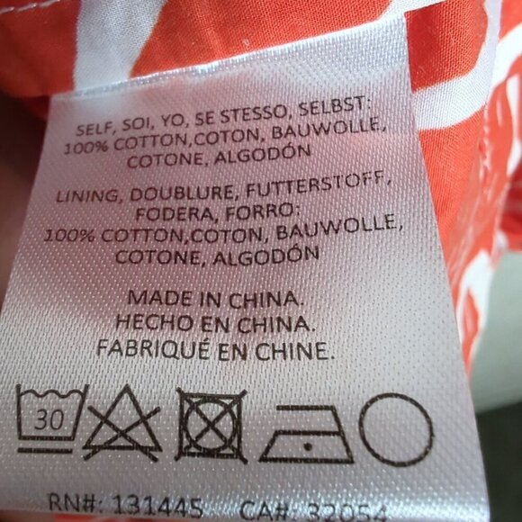 Whit Two Anthro Women"s Dress Small Red Banana Leaf Off Shoulder Smocked Poplin - Picture 10 of 10